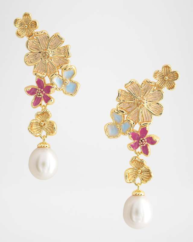Wildflowers Pearl Drop Earrings